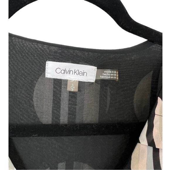 CALVIN KLEIN Geometric Dots Lined  layered long sleeve blouse relaxed fit - Picture 4 of 11